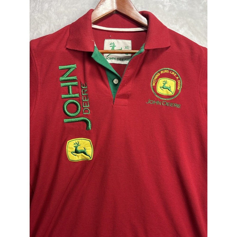 Vintage John Deere Red Polo Shirt XL embroidered - Picture 3 of 6